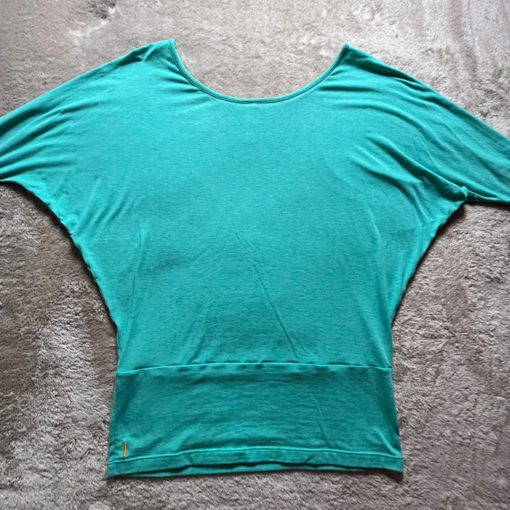 Women's Turquoise Batwing Workout Yoga Top Blouse L/S Loose Fit Athletic - Picture 8 of 12